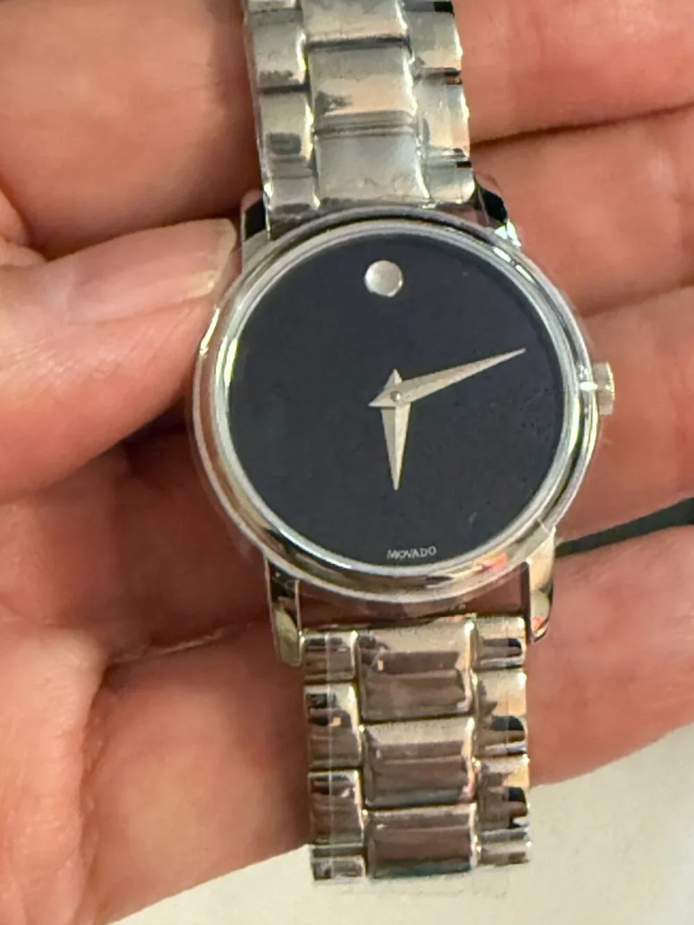 Movado Classic Museum 2100017 Women's 28mm Silver Steel Black Watch NEW